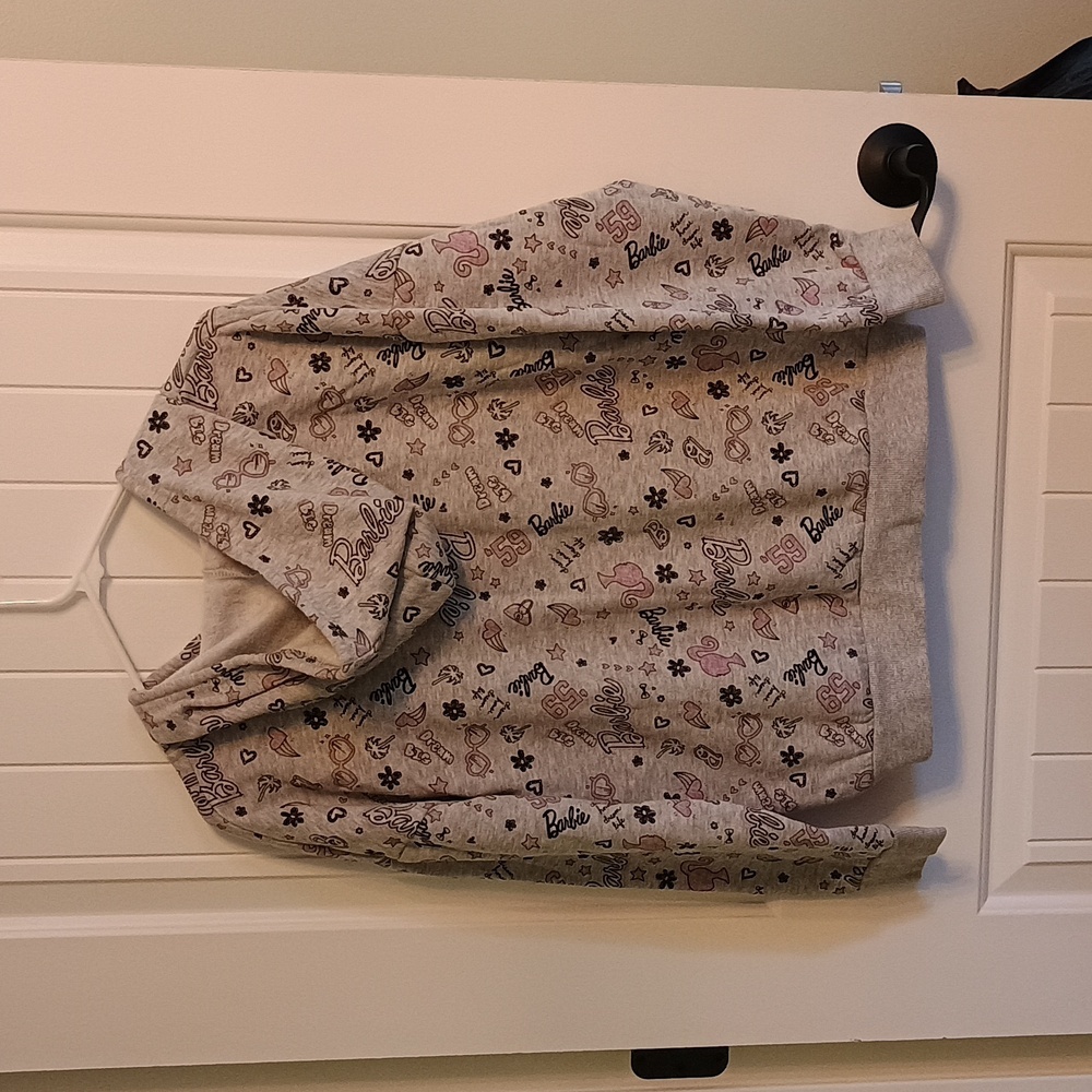 Kids LARGE Barbie Gray and Pink Hoodie - Picture 5 of 5